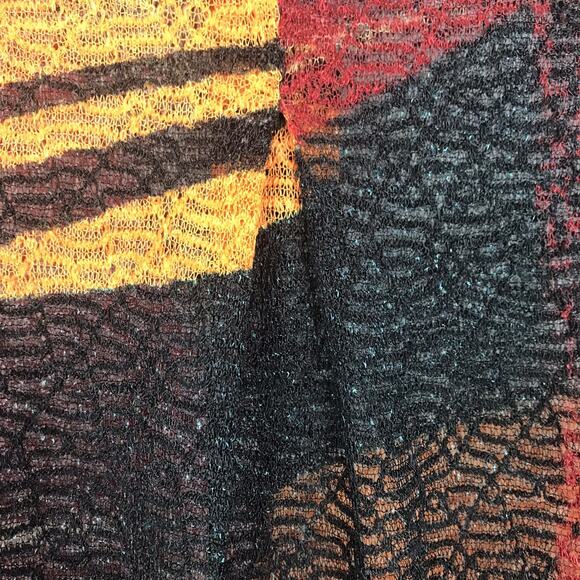 Damee Inc. Cowl Neck Tunic Half Sleeve Swing Sheer Mesh Knit Red Tan Black Small - Picture 3 of 11